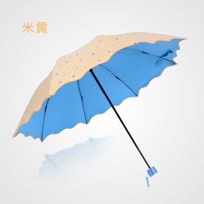 精东传媒影业伞遮阳伞 加厚黑胶彩胶公主防晒伞三折晴雨伞礼品伞